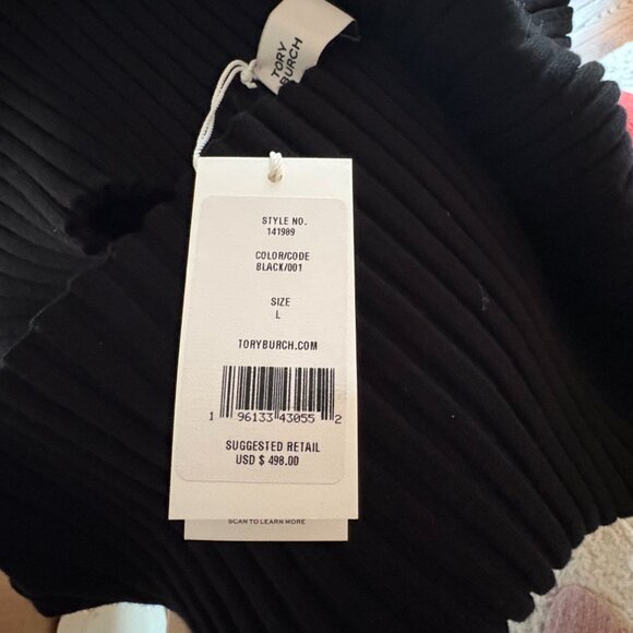 NWT Tory Burch black off-the-shoulder sweater. Size Large - Picture 9 of 10